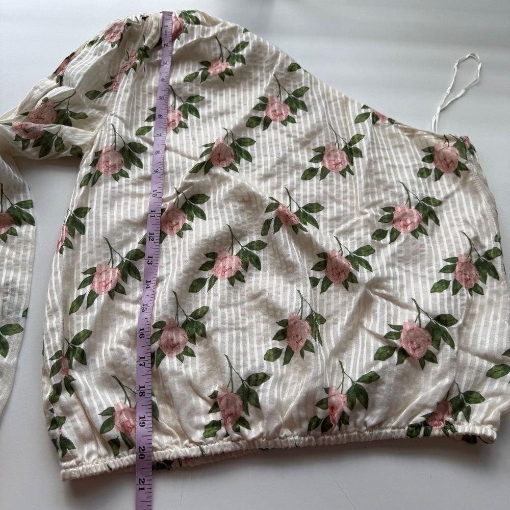 Cami NYC Womens Lenore Rose Silk Blend Asymmetrical Ruched Puff Sleeve Blouse - Picture 11 of 11